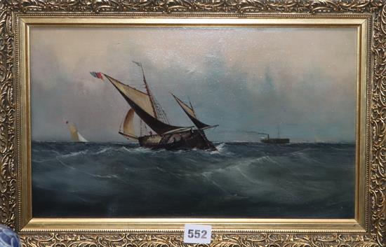 Attributed to FW Meyer, oil on board, Marine coastal scene